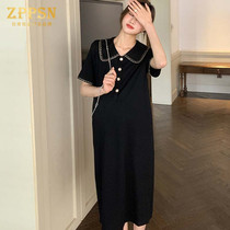 Italy ZPPSN counter maternity summer new dress lapel short sleeve elegant small black skirt temperament
