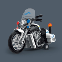 Inertia sound and light motorcycle police patrol car model with lights with music childrens toys birthday gifts
