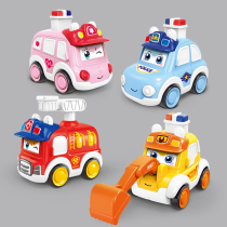 Press inertial forward face changing cartoon police car Ambulance fire truck Excavator Childrens toy Birthday gift