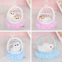 The sound will be called lace basket simulation cat dog Rabbit Childrens doll house toy doll