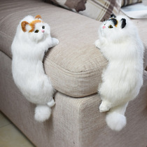 Genuine Leather Emulation Kitty Animal Model Pendulum piece Creative Home Decorative TV Hang Cat Plush Toy Crafts