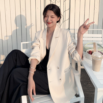 Senior spring and autumn thin suit jacket female design sense niche Korean version of British style white casual small man suit