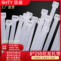 Cable tie 8*250 nylon cable tie plastic tie le dead dog 5 1MM wide 250 tie buckle