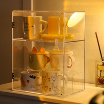 Mug shelf Shelf shelf water Cup disposable cup acrylic glass tea cup double dustproof transparent storage rack