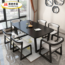 New Chinese style dining table and chairs Composition Modern Chinese Zen Rectangular Solid Wood Dining Table Simple Dining Table And Table Dining Room Dining Table