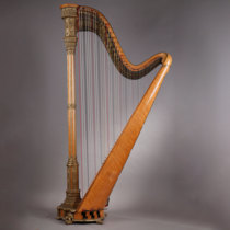 One-horned deer Western antique 1889 French Erard workshop signature maple harp