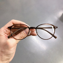 Japanese retro small round face myopia glasses frame female ins Korean version of the tide transparent brown ultra-light small frame no makeup art