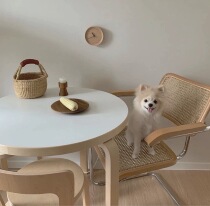 Korean blogger with ins Wind rattan chair solid wood makeup dining chair in ancient retro living room dining room small red book