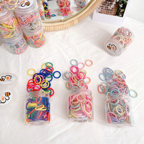 New cartoon childrens leather case base fluorescent color thumb ring 100 boxed rubber band Hairband rubber band hairpin