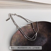 Fleetingjewelry925 sterling silver simple niche design flat beads thin chain double anklet female