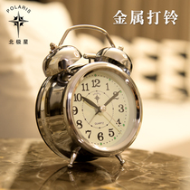 Polaris retro metal mechanical bell alarm clock oversized ringtone student childrens personalized bedside luminous clock