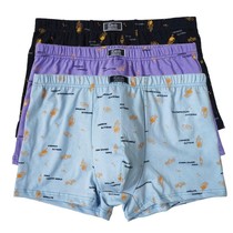Summer thin cotton quality printed underpants Mens flat angle Four corners big code cute mid-waist youth in old age breathable comfort
