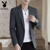 Playboy casual suit mens jacket Korean version of the trend slim handsome single West autumn winter plaid small suit men