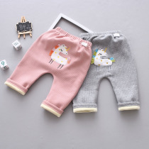Autumn-winter no bones plus suede underpants baby outside wearing big fart pp pp pure cotton polo male and female baby casual one-year-old