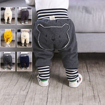 Baby gush pants Harun pants male baby long pants thickened with high waist cotton pants female newborn big fart pants warm