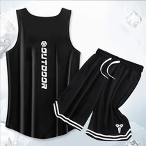 Vest suit Mens fitness clothes sleeveless sports fitness quick-drying ice silk summer loose training clothes Basketball t-shirt