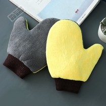 Car wash gloves double face thickened with velvety use wide winter water absorption strong car beauty decontamination and dust removal
