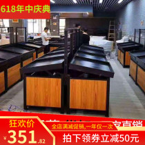 Supermarket fruit rack Vegetable rack Steel wood shelf Yonghui fruit and vegetable fresh display Multi-layer storage shelf island rack