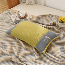 Pure Cotton Korea Sand Wash Splicing Printed Millet Shell Pillow Bitter Buckwheat Leather Health Care Pillow Neck Four Universal Korean Version