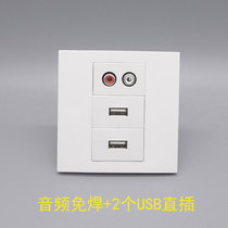 Type 86 AV screw wire red and white Audio 2 USB straight head Data extension cord computer Lotus audio wall panel