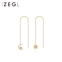 ZEGL925 silver earrings female 2021 new fashion quality sterling silver earrings long drop earrings star moon bow earrings