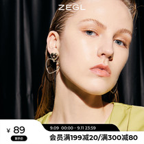 ZEGL Japanese love earrings female retro port style temperament earrings Net Red personality 925 silver needle earrings advanced sense