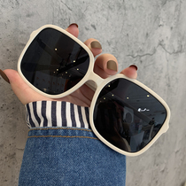 Korean version large frame square rice white polarized ink mirror female mesh red glasses large face with small anti-ultraviolet sunglasses