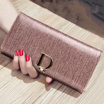 High end long wallet female large capacity 2021 New Fashion multi card position folding small handbag D Buckle temperament money clip