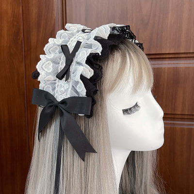taobao agent Lolita headdress lace hair with black and white maid sweet kc mood limited small object flower marriage lo mother accessories