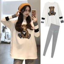 Pregnancy Woman Dress Winter Clothing Suit Jacket Blouses Undershirt Autumn Winter sweatshirt with long t-shirt winter plus suede warm inner lap