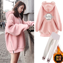 Pregnant women sweater autumn winter suit fashion model 2021 New Net red coat plus velvet spring and autumn womens coat winter
