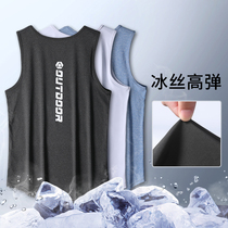 Fitness vest Mens basketball fitness sleeveless sports suit Quick-drying clothes Ice silk summer loose training top t-shirt