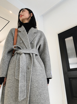 Limited 680 high-end alpaca wool elegant temperament long double-sided cashmere coat woolen jacket women Korean version 21 new