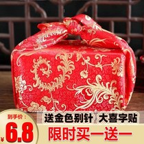 Marriage bag skin wrap skin heart heart and heart print Golden happy word wedding bag wedding cloth wedding supplies red cloth thickened