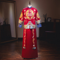 Rent mens show he dress 2021 autumn winter new groom mens dragon and phoenix gown Chinese wedding cheongsam kimono