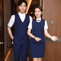 Men and women with the same professional vest suit fashion high-speed rail flight attendant stewardess uniform Hotel front desk overalls short sleeves