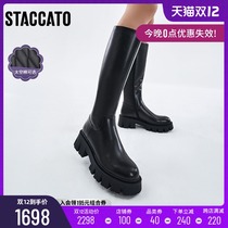 Sagatto 2021 Winter new sweet cool thick heel boots Knights boots plus velvet high boots womens boots D1301DG1