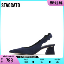 Thagatu 2022 Summer new minimalist commute small custard sandals coarse heel sandals heel womens shoes EDK10AH2