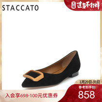 Scarlett Picture Q1903CQ9, New Low-heeled, Pointed Cashmere Leather, Shallow Flat-soled Shoes for Women in Autumn of 2019