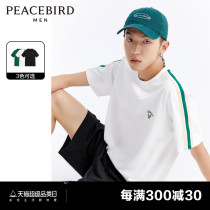 Taiping Bird Mens Embroidery Short Sleeve T - shirt for men in summer 2023 new weaving tie - up couple shirt