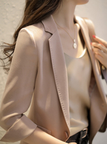 Silk slim small suit jacket women thin model 2021 new foreign style fashion suit jacket female temperament Joker