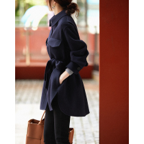 DYB463326VG] Fall out of the street ideal style tooling wind belt belt woolen jacket wool cashmere