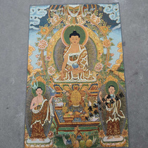 Tantric painting machine embroidery Brocade painting Thangka gold silk embroidery Sakyamuni big day Tathagami Buddha