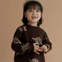 Girls sweater Spring and Autumn New Korean version of foreign style pullover sweater Winter Children Baby casual jacquard top