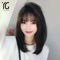 True hair collarbone wig short hair female summer full head cover real hair silk natural lace delivery needle long simulation wig set