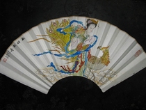 (Ma Po Xianshou) 9 9 5-inch 18-file single-sided gold fan Ke Jizhi painting