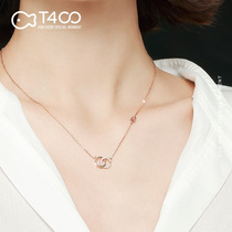 T400 double C sterling silver necklace womens summer wild 2021 new clavicle chain rose gold light luxury niche design sense