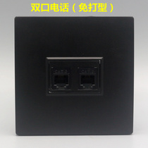 One double-hole voice telephone line socket panel Black 86 type wall household concealed telephone switch socket