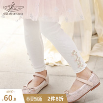 Boat rat girl beat bottom pants spring and autumn outside wearing elastic ocean gas flowers lace pants children long pants female baby pants
