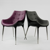 Designer casual Diana glass steel belt armrest modern dining chair hotel leather clasp upscale coffee creative